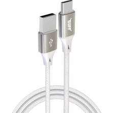 Universal Buff BL71 USB To Type-C 2.4A 1.2m Örgülü Data ve Şarj Kablosu (Beyaz)