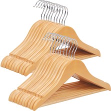 Odea Songmıcs Çocuk Ahşap Askıları, 20'li Paket, Çentikli Askı, 360 Derece Döner Kanca, Doğal, 35 cm CRW006-20