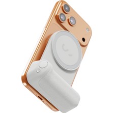 Fumeyabi Snapgrip Pro - Kablosuz Deklanşör Düğmesi ile Mobil Pil Tutacağı - Manyetik Montaj Herhangi Bir Telefona Takılır - Qi 2 Kablosuz Şarjlı Dahili Powerbank - Masaüstü Yuvası (Taş)