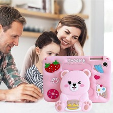 Fumeyabi Galaxy Için Tablet Kılıfı T220 T290 T500 S6 Lite A9 Plus Ile Uyumlu Çocuk Tablet Kılıfı Pembe Tablet Kılıfı Sevimli Standlı Ayıcıklı Kalemlikli Boyun Askılı (S6 Lite P610)