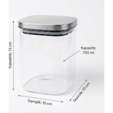 Fumeyabi 700ML Sızdırmaz Vakumlu Metal Kapaklı Borosilikat Cam Kavanoz – Hava Geçirmez & Dayanıklı Gıda Saklama Kabı (10CM x 13CM)