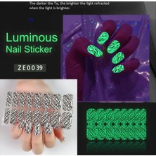 Universal Luminous Tırnak Sticker Zebra Desen Nail Art Set 16'lı