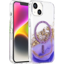 Universal Onegif Apple iPhone 15 Lotus Simli Magsafe Kapak - Mor