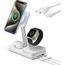 Fumeyabi 100 W 6'sı 1 Arada Gan Şarj Istasyonu, Cryoboost, Magsafe Şarj Standı ile Uyumlu, Manyetik Kablosuz Şarj Cihazı, iPhone 17E/17/16/15/14/13, Apple Watch, Airpods 4/3/2/pro, Usb-C/a Cihazları Için