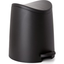 Odea Superio Kapaklı Küçük Plastik Banyo Çöp Kutusu 3 Litre Siyah Modern Kavisli Ayak Pedallı Çöp Kovası, Mini Mutfak Çöp Kutusu, Yatak Odası, Ofis, Masa Altı Için Dayanıklı ve Yumuşak Kapanır