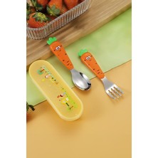Universal 304 Çelik Havuç Model Bebek Çocuk Kaşık ve Çatal Set CIN933TR