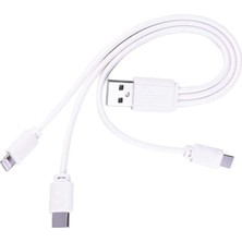 Fumeyabi 5103 Micro USB Type C Lightnin USB Data Şarj Kablosu, Beyaz