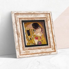 Universal Gustav Klimt Öpücük Taş Duvar Tablosu - Çerçeveli Taş Tablo - Dekoratif Duvar Sanatı - Modern Ev ve Ofis Duvar Dekoru K1-25