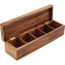 Odea Ironwood Gourmet 5 Bölmeli, Büyük Çay Kutusu, Sert Ahşap, 38,7 x 9,5 x 10,2 Cm, L