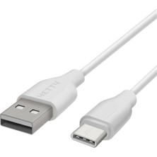 Fumeyabi Yetty Type-C Kısa Hızlı Powerbank Şarj ve Data Kablosu 2.1A Beyaz 20CM (Type-C)