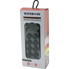 Odea Chermik WINNBOSS-3422 8'li Priz Uzatma Kablosu USB Type-C Girişli, 2 Metre, CHRMK12268, Siyah, Erkek