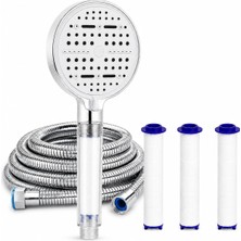 Odea Sogud Duş Başlığı Seti Beyaz - 150 cm Hortumlu Filtreli Arıtmalı El Duşu - 6 Fonksiyonlu Yüksek Basınçlı Model - 3 Yedek Filtre Kartuşlu Kireç Önleyici Su Tasarruflu [enerji Sınıfı A++]