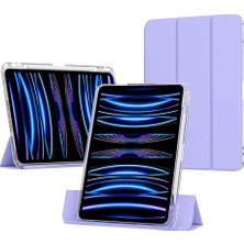 Fumeyabi Apple iPad Air 11 2025 M3 Kılıf - Manyetik Ayrılabilen | Airbag Destekli | Zore Sliding Tablet Kılıfı, Apple Pencil Tutucu | 2in1 Tasarım | Şeffaf Arka Kapak (Lavender)