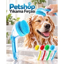 Universal 1. Yumuşak Silikon Uçlu Pet Banyo Fırçası Şampuan Hazneli Kedi Köpek Yıkama ve Masaj Tarağı