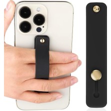 Fumeyabi Cep Telefonu Kılıfı Bandı Kayışlı Silikon Tutamaç Telefon Tutucu Yatay Stand Sticker Siyah