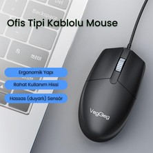 Universal G005 Optik 3 Tuşlu Sağ ve Sol Elle Kullanıma Uygun USB Kablolu Mouse Siyah