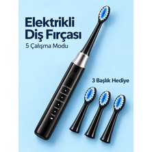 Karg Najmaddin Değiştirilebilir Başlıklı Siyah Elektrikli Diş Fırçası 5 Mod ve 3 Yedek Baş