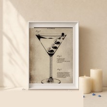 Etiler Home Premium Epoksi Kokteyl Tablolar – Çerçeveli, Uv Baskı Duvar Dekoru Koleksiyonu – Dirty Martini – 20 x 30 cm