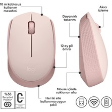 Universal M171 Kablosuz Mouse, Pc, Mac, Dizüstü Bilgisayar Için, 2,4 Ghz, USB Mini Alıcılı, Optik Izleme, 12 Aylık Pil Ömrü, Sağ ve Sol Elle Kullanıma Uygun, Pembe
