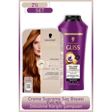 Odea Schwarzkopf Creme Supreme Full Kit 7-7 Sıcak Bakır +Gliss Full Hair Wonder Saç Dökülme Karşıtı Şampuan 400 ml