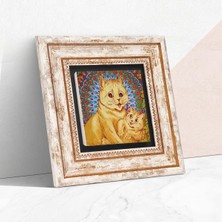 Universal Louis Wain Kediler Taş Duvar Tablosu - Çerçeveli Taş Tablo - Dekoratif Duvar Sanatı - Modern Ev ve Ofis Duvar Dekoru T1-315