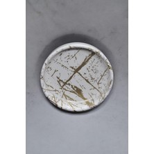 Fumeyabi Yanpa Ticaret 6 Adet Altın Mermer Kırılmaya Dayanıklı 1 Sınıf Melamin Çay Tabağı