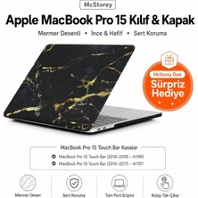 Fumeyabi MacBook Pro 15 Mermer Desenli Kılıf A1707 A1990 Uyumlu Ince Hafif Sert Kapak Koruyucu Kılıf Siyah