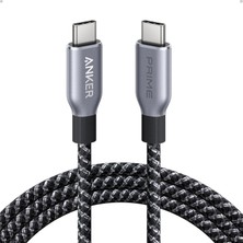 Fumeyabi Prime Usb-C - Usb-C Kablosu, 240W, 90 cm Hızlı Şarj Kablosu, Geri Dönüştürülmüş Naylon Örgülü Tasarım, Siyah - A88E2