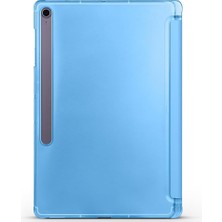 Fumeyabi Samsung Galaxy Tab S10 Fe Plus SM-X620 X626 ile Uyumlu Kılıf Kalem Bölmeli 2 Farklı Stand Olabilen Arka Kısım Şeffaf Sert Silikon Ince Hafif Tablet Kılıfı Mavi