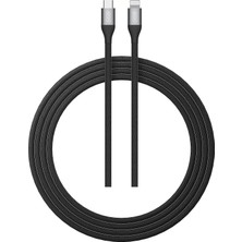 Fumeyabi 27W Type-C To Lightning Şarj Kablosu 1.2 Metre Halat Örgü 480MBPS Kırılmaz Data Kablosu DC23,SIYAH