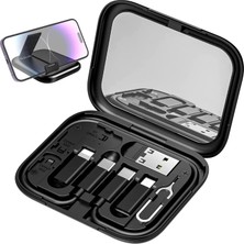 Fumeyabi USB C Çok Fonksiyonlu Adaptör Seti, 6'sı 1 Arada Kablo ve Dönüştürücü, Type-C Şarj Kablosu, Lightning Adaptör, Micro USB Adaptör, Usb-A Dönüştürücü, 60W Hızlı Şarj, Seyahat Aksesuarı