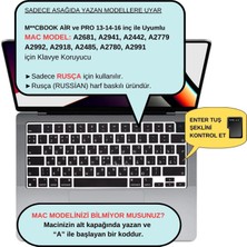 Fumeyabi MacBook Rusça Klavye Koruyucu Uk Iso Ters L Enter M1-M5 | A2681 A3113 A3240 A3449 A2941 A3241 A2442 A2779 A2992 A2485 A2991 | Russian Keyboard Cover Touch Id Siyah