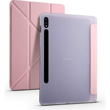 Fumeyabi Samsung Galaxy Tab S7 Fe Lte (T737-T736-T733-T730) ile Uyumlu Kılıf Kalem Bölmeli Standlı Akıllı Kapak - Pembe