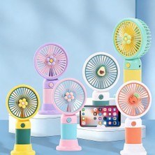 Fumeyabi Çiçek Tasarımlı Taşınabilir,şarjlı,mini El Fanı Sarı/yeşil DD5017ASY