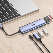 Fumeyabi BX09HB Type-C To 2*usb 3.0 4K HDMI Pd 100W Sd ve Micro Sd Kart Okuyucu Çoklayıcı Hub