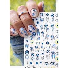 Fumeyabi Tırnak Sticker Nail Art, Mavi Göz ve Rüya Kapanı Desenli, Protez Tırnak ve Kalıcı Oje Için Süsleme Çıkartması