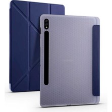 Fumeyabi Samsung Galaxy Tab S7 Fe Lte (T737-T736-T733-T730) ile Uyumlu Kılıf Kalem Bölmeli Standlı Akıllı Kapak - Lacivert 1