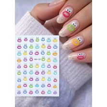 Fumeyabi Renkli Karikatür Göz ve Ağız Desenli Tırnak Sticker, Nail Art Süsleme, Protez Tırnak ve Kalıcı Oje Için