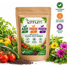 Fumeyabi Azot Fosfor Potasyum Gübre Npk 15.15.15 – Granül Bitki Gübresi 250 G – Sebze, Meyve, Çiçek ve Bahçe Bitkileri Için