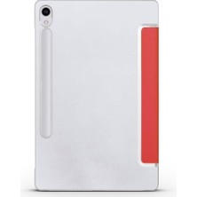 Fumeyabi Samsung Tablet ile Uyumlu Tablet Kılıfı Smart Cover Uyku Modlu Standlı Arkası Sert Şeffaf Kapak (Kırmızı, Galaxy Tab S9 / Tab S9 Fe 11 Inch)