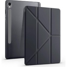 Fumeyabi Samsung Galaxy Tab S10 Fe SM-X520 X526 ile Uyumlu Kılıf Silikon Yumuşak 4 Farklı Stand Olabilen Kalem Bölmeli Kapaklı Tablet Kılıfı Siyah