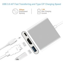 Fumeyabi 6249 USB 3.1 Type C To HDMI USB 3.0 Çevirici Dönüştürücü Adaptör Kablosu