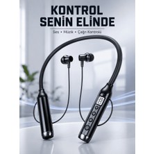 Universal Uzun Kullanım Süreli Bluetooth Kulaklık Boyun Bantlı Mikrofonlu 600 Saat Müzik Süreli Ses ve Çağrı Kontrollü Kablosuz Kulaklık