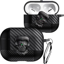 Fumeyabi Airpods Pro 3.nesil ile Uyumlu Karbon Fiber Hybrid Polymer Technology Kafa Tası Tasarımlı Premium Kulaklık Kılıfı (Siyah-Siyah)