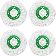 Fumeyabi Libman Tornado Spin Paspas Yedekleri - 4 Mikrofiber Kafa Kılıfı, Değiştirmesi Kolay, Makinede Yıkanabilir, Yeşil ve Beyaz, 4 Adet