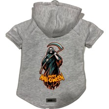 Odea Monopetz Kapişonlu Polar Sweatshirt Köpek ve Kedi Kıyafeti & Elbisesi Gri Happy Halloween Azrail M