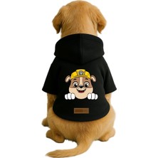 Odea Monopetz Baskılı Içi Polarlı Köpek ve Kedi Kıyafeti & Elbisesi - Siyah Renk Kapüşonlu Hoodie BB075 Xs