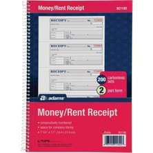 Fumeyabi "money/rent Receipt Bk, Spiral, 2-Parça, 7 – 5/8" X11,200/BK, Sold As 1 Her Biri