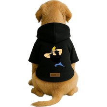 Odea Monopetz Baskılı Içi Polarlı Köpek ve Kedi Kıyafeti & Elbisesi - Siyah Renk Kapüşonlu Hoodie B2C0A 5xl