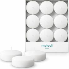 Odea 36 Adet Beyaz Mega Yüzen Mum (Floating Candle), 7,6 cm Çap, Kokusuz, Uzun Süre Yanan, Temiz Alevli, Düğün, Etkinlik Dekoru